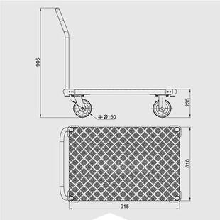 现货40型0kg轻型铝制轻平板车型板手推车UF平2436小平板车
