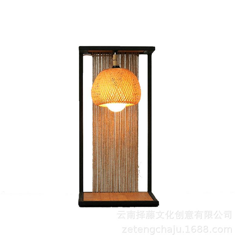 手工编织铁艺麻绳台灯茶桌床头创意氛围灯家居装饰茶道配件