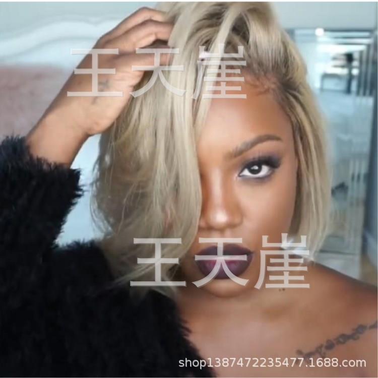 新款直销欧美假发女短直发bobo头女士金色中分新款流行头套工厂现