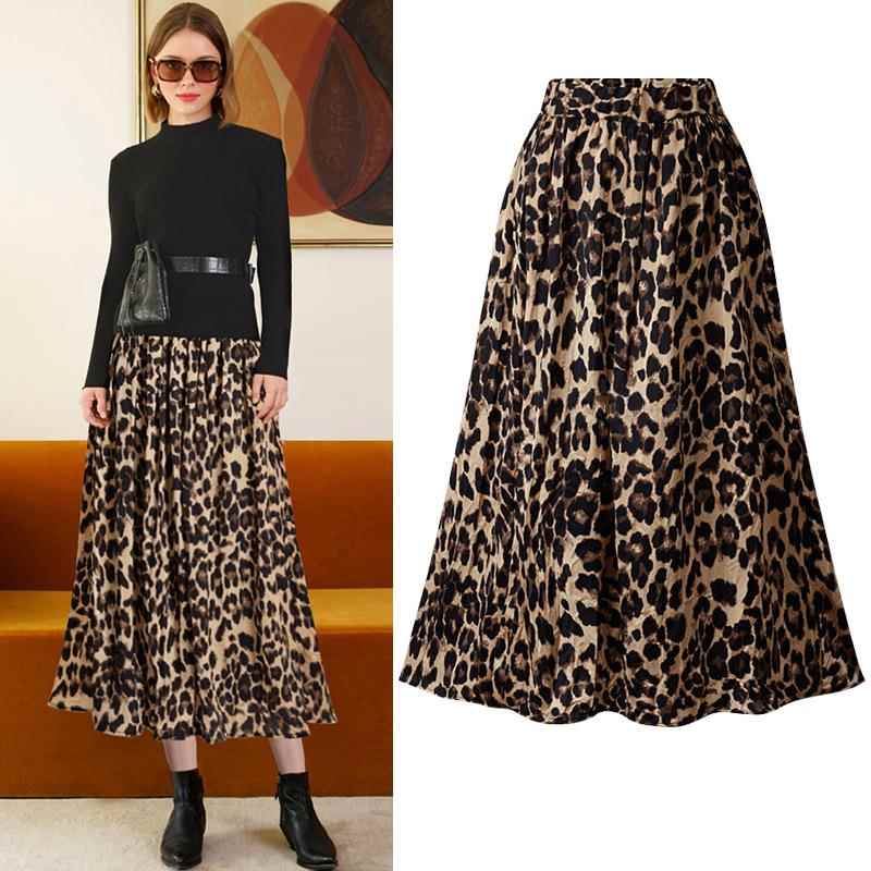 skirt gold skirt Leopard long womens velvet size skirt