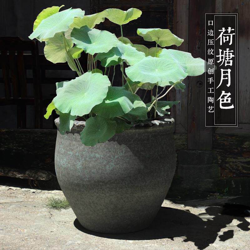 禅意复古粗陶罐插花器干支落地大号摆件酒店大花瓶庭院花盆坛子缸,鲜花速递/花卉仿真/绿植园艺,花盆,淘宝优惠券,粉丝福利购,淘宝优惠卷