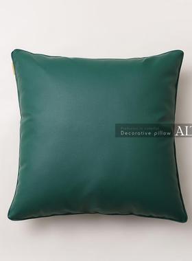 正品2025背新款抱橙色皮质枕套不含芯沙发客厅靠垫靠轻奢级感靠高