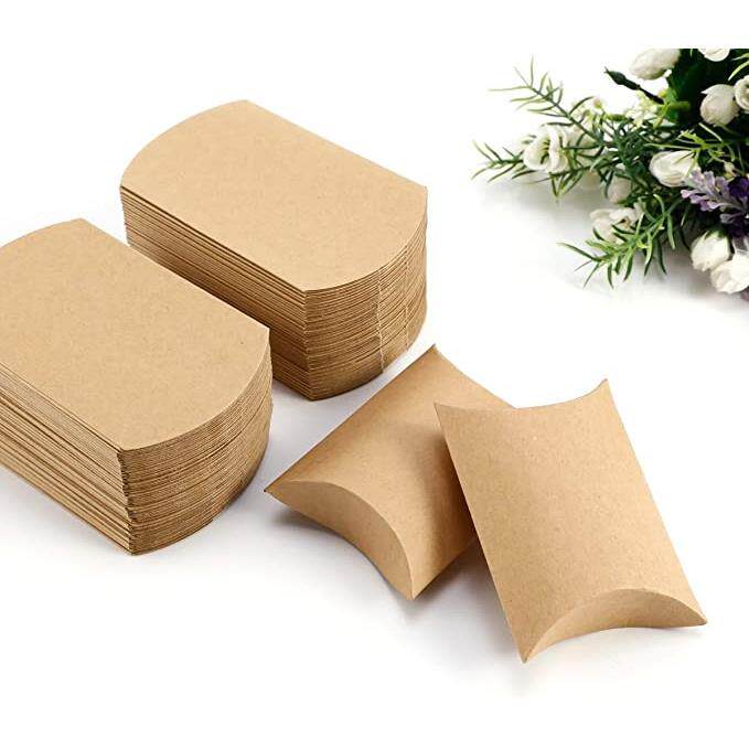 100个 牛皮纸枕头包礼品包装盒 婚庆喜糖盒 礼品纸盒 Kraft box