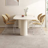 奶油风岛台餐桌一体异形岩板餐桌椅组合现代简约家用小户型轻奢