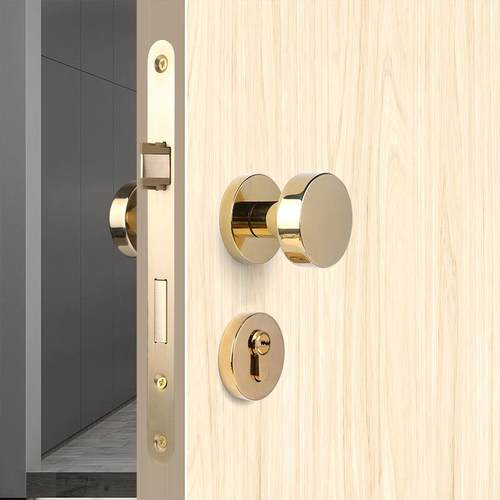 双面分体锁带钥匙门锁卧室内静音隐形锁具门把手斜舌木门整套家用