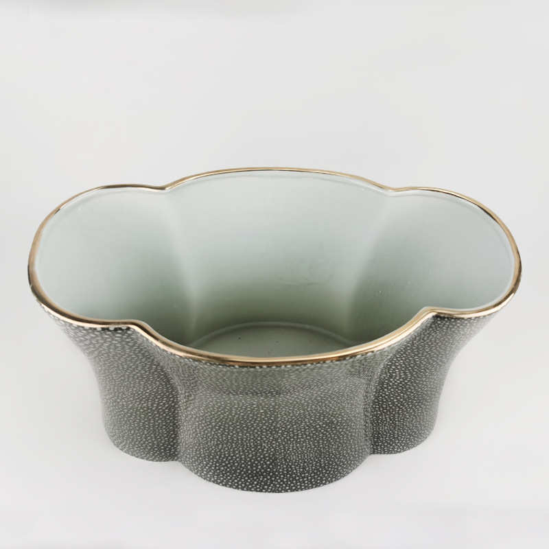 现代简约陶瓷摆件北欧极简水培干花花器黑白色餐厅样板房艺术装饰