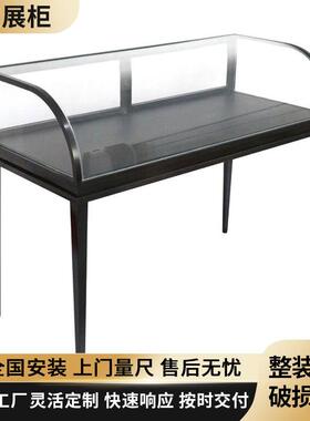 轻奢专卖柜不锈钢黑色珠宝首饰柜弧形首饰展柜落地陈列柜工厂