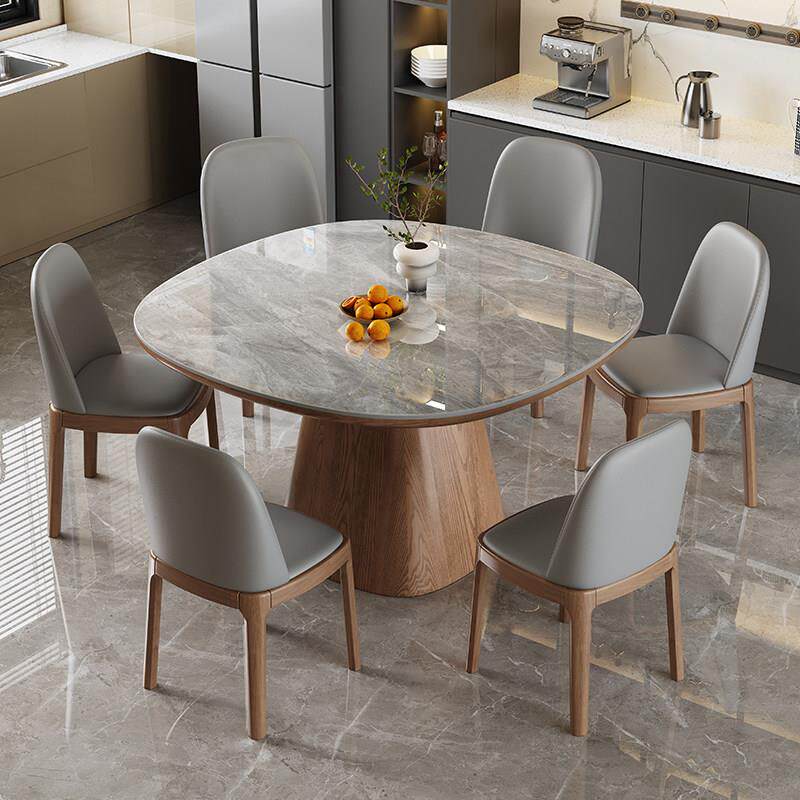 高端岩板实木正方形餐桌椅组合现代简约家用小户型方桌轻奢饭桌子