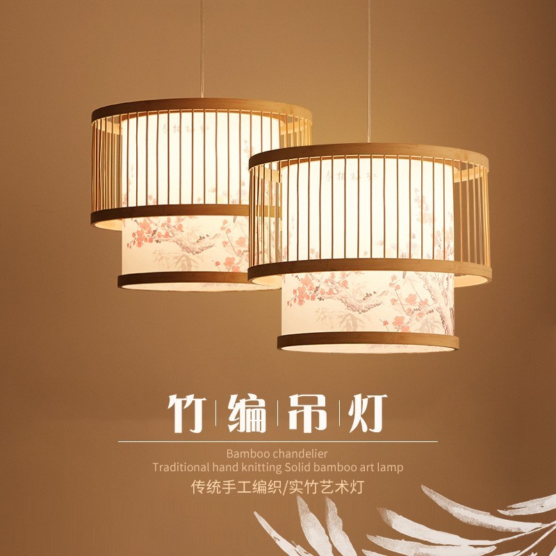 现代中式吊灯竹艺灯日式榻榻米饭店竹编吊灯卧室餐厅东南亚风格灯