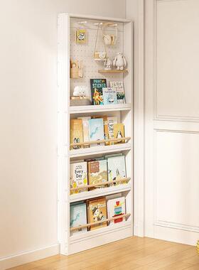 收纳架HUC实木洞板置架窄缝后小户型书架门薄柜物子壁挂多洞层绘