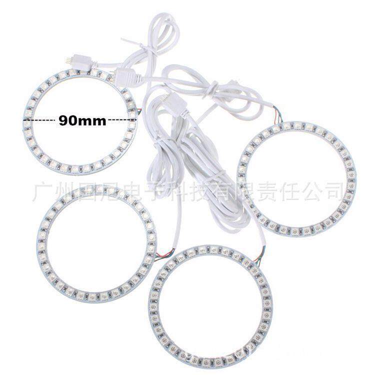 4pcs 80MM 27灯 5050RGB 108灯七彩天使眼光圈 一拖四 无线控制器