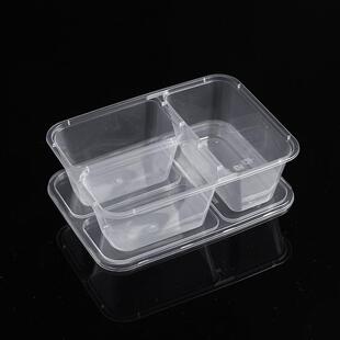 塑l料双三格包PYE打盒750ml650m菜饭分离快餐便当盒打包格饭盒可