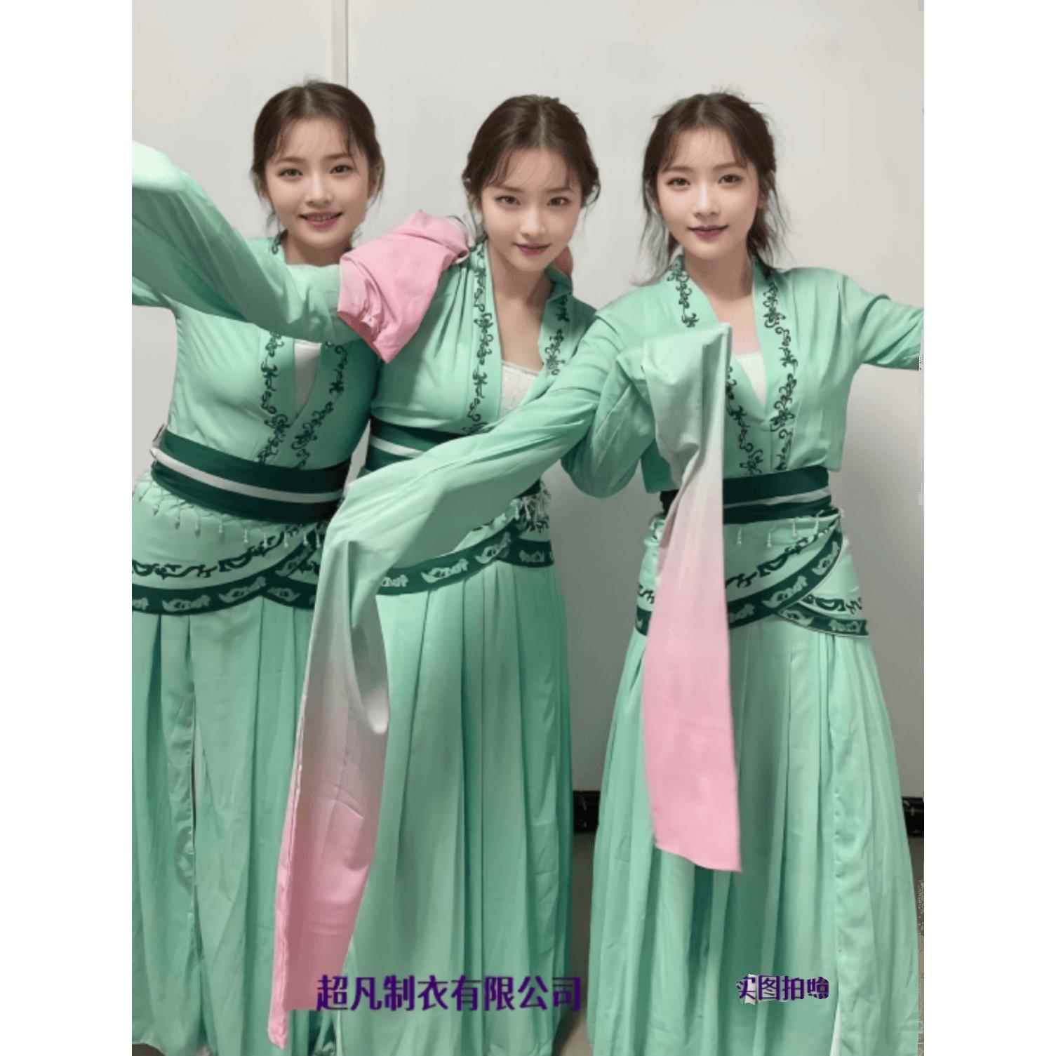 高档原踏版汉服中国风袖采薇演出服甩女歌古典舞水袖古装舞台表服