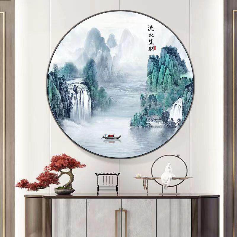 流水生财十字绣钻石画2023新款客厅玄关书房手工自己点钻风景山水