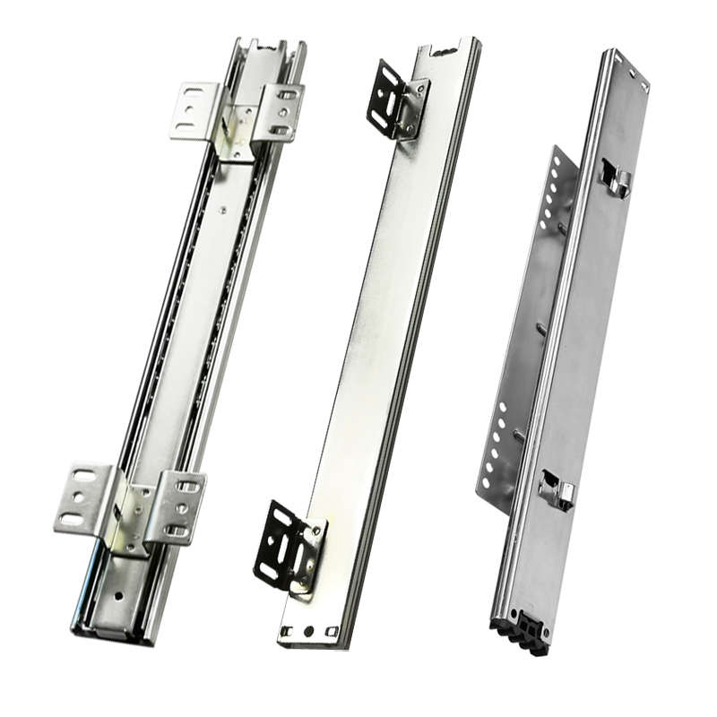 橱柜拉篮侧装轨道加厚滑道抽屉侧装导轨碗柜可调三节厨房碗篮滑轨