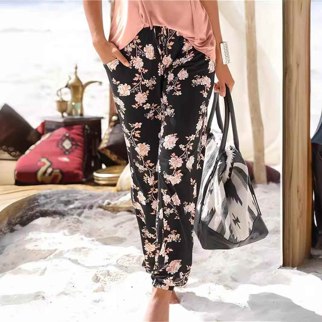 Trousers Thin Fit Slim Cuff Casual Waist High Fashion Loose