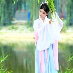 与汉汉元 正品 国风格 中仙裙女及胸裙古典舞表演服装 素 代性宽袖