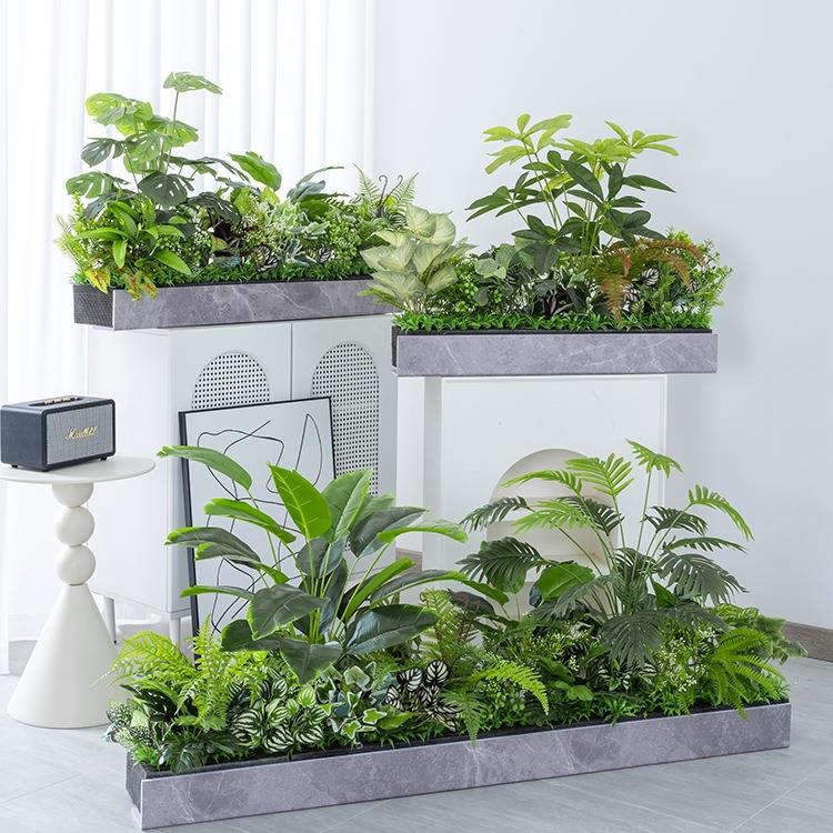 绿植造景组合摆设热带植物隔断花槽花箱仿生假花室内景观装饰