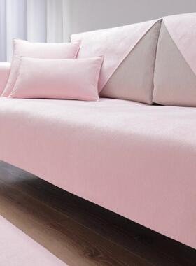 高档防尚白色简约雪尼尔真皮实木坐滑沙发垫四季通用北时欧垫沙发