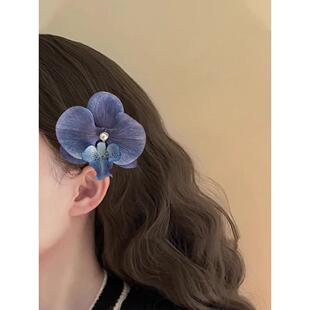 色彩假日!蓝色花朵侧边夹!高级感发夹精致刘海夹高颜值夹子头饰