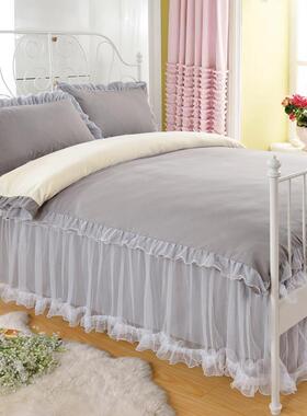 正品公主风床床裙2四件套全棉纯棉被套蕾丝罩花边床.单18m床上用