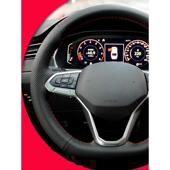 适用大众迈腾途锐id6威然高尔夫凌渡cc揽境专用真皮手缝方向盘套