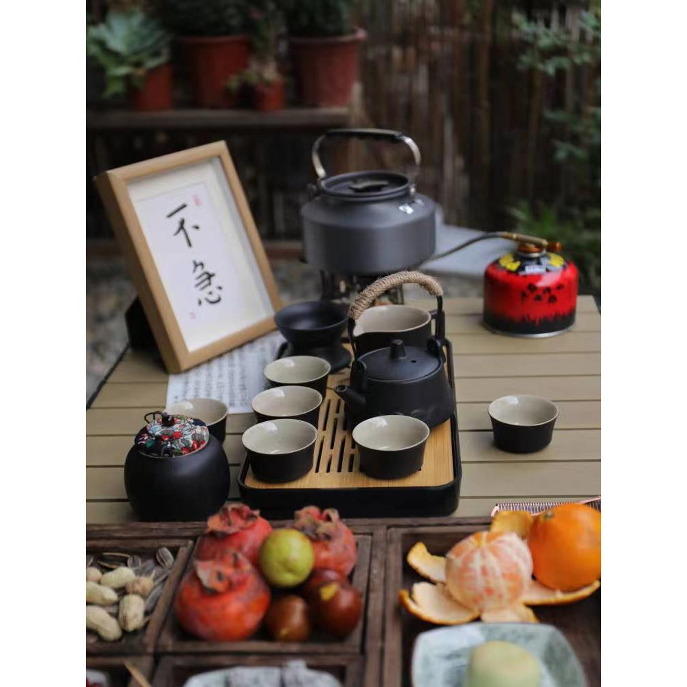 户外旅行茶具套装泡茶品茶装备带烧水炉便携车载露营煮茶炉具收纳