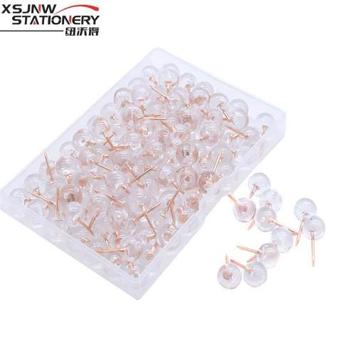 亚马逊热销图钉透明玫瑰金工字钉透明圆球图钉固定大头针100个装
