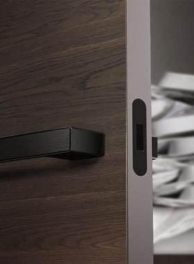 门门一锁室内吸静音卧室家用卫生间房门锁极AVN简生态把手黑色磁