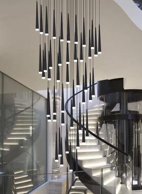 新中式现代梯LE吊D吊灯旋转楼古灯别墅客厅吊灯LELT908D复楼梯间