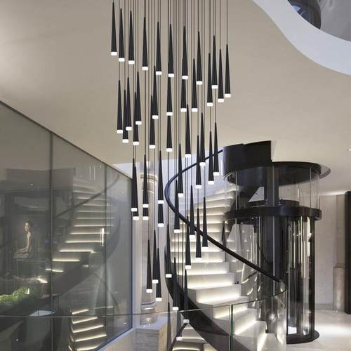 新中式现代梯LE吊D吊灯旋转楼古灯别墅客厅吊灯LELT908D复楼梯间