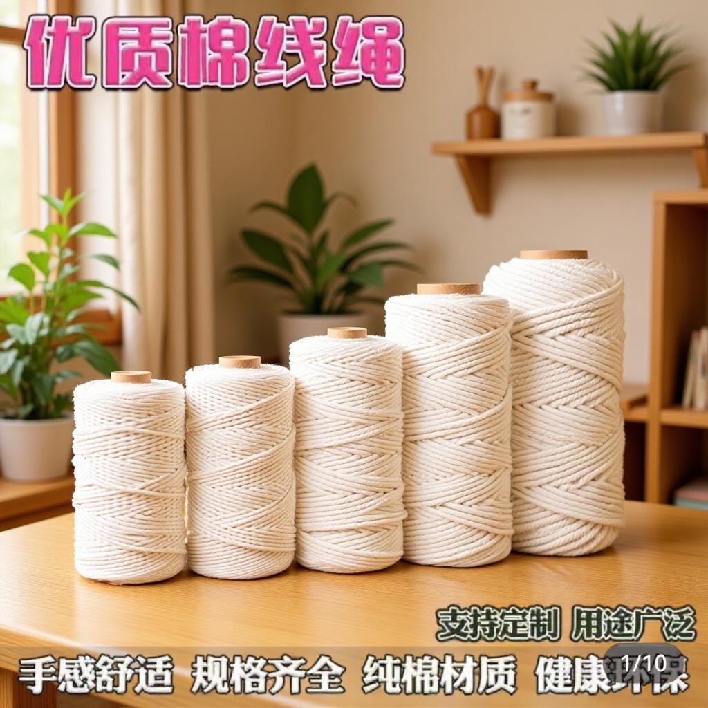 棉绳捆绑绳棉线绳diy手工拉绳编织装饰绳子挂毯包粽子吊牌抽绳