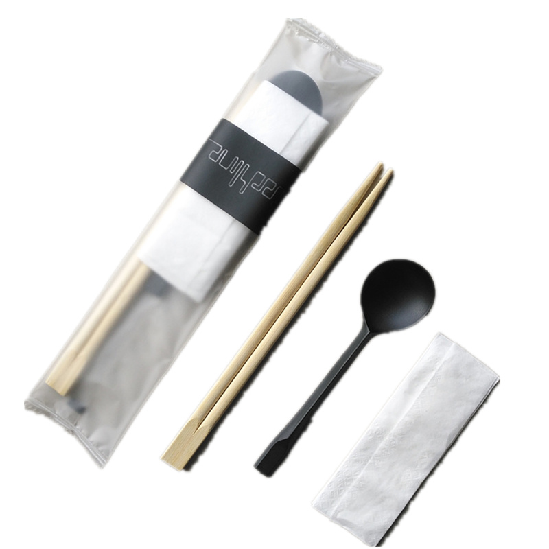 外卖一次性筷子勺子套装批发组合纸巾竹三四件套快餐餐具磨砂新品