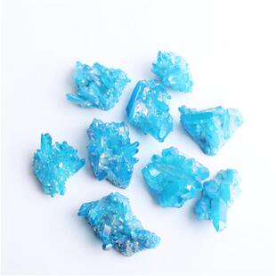 电镀天然白水晶柱水晶簇 紫蓝粉绿多色镀彩水晶柱晶摆件