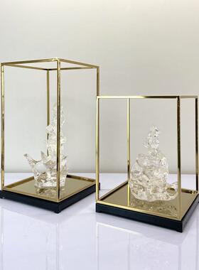 新中式玄关珊瑚摆件现代别墅透明水晶山太湖石软装饰客厅书房摆设