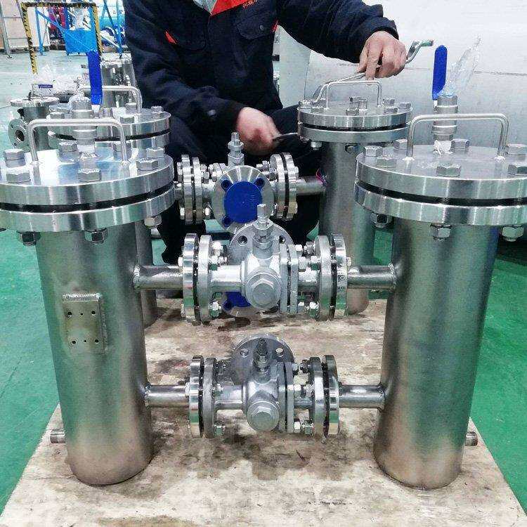 国海双联过滤器 一备一用双筒过滤器 不停机更换滤芯 袋式过滤器