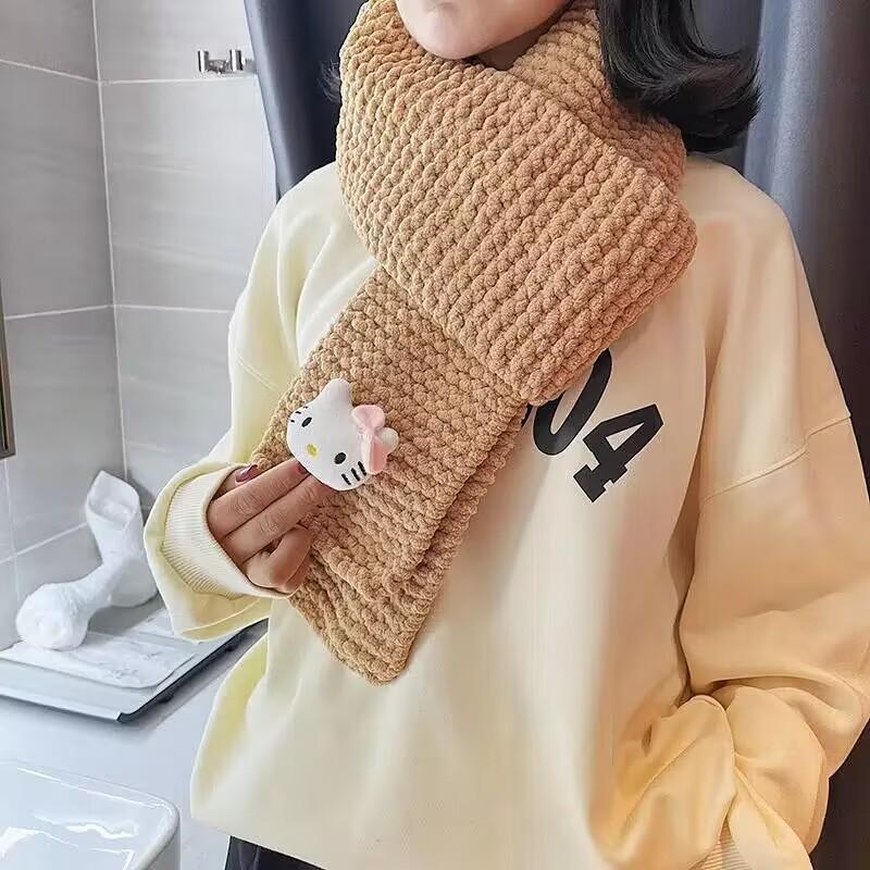 玉桂狗diy凯蒂猫围巾解闷纱线