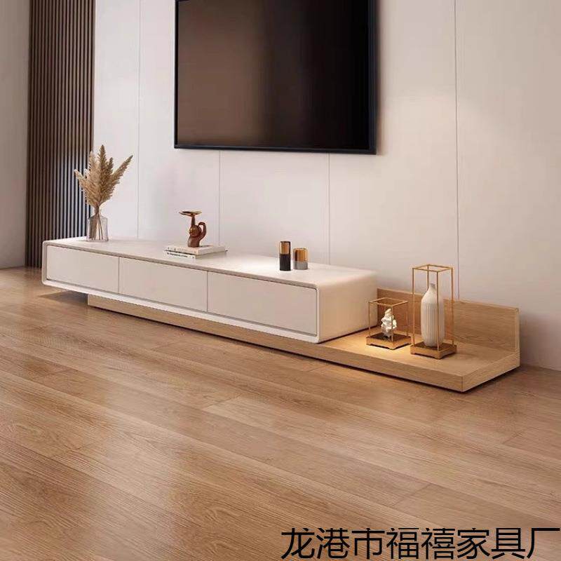 全实木电视柜茶几组合可伸缩现代简约拉伸小户型地柜带抽屉客厅柜