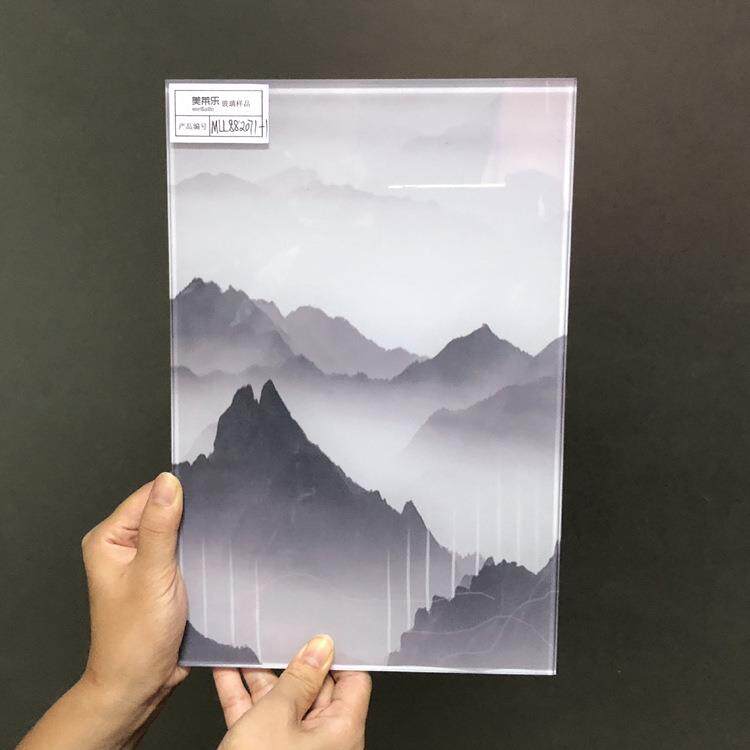 厂家直供艺术山水画夹丝玻璃现代简约水墨画工程加工广州