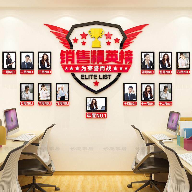 龙虎榜业绩墙贴创意业绩排行榜文化墙压克力立体办公室照片墙装饰