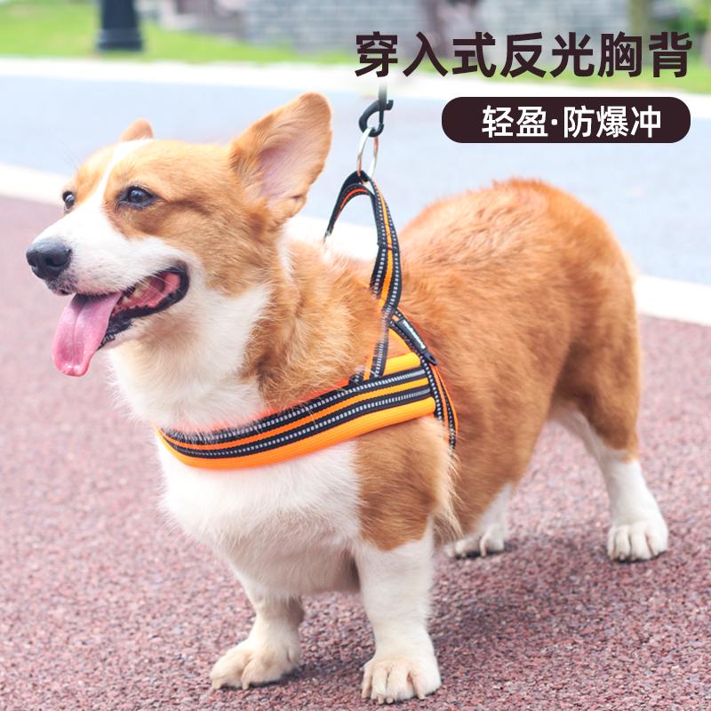 狗狗牵引绳背心式胸背带泰迪柯基法斗金毛中型大型犬遛狗绳狗链子