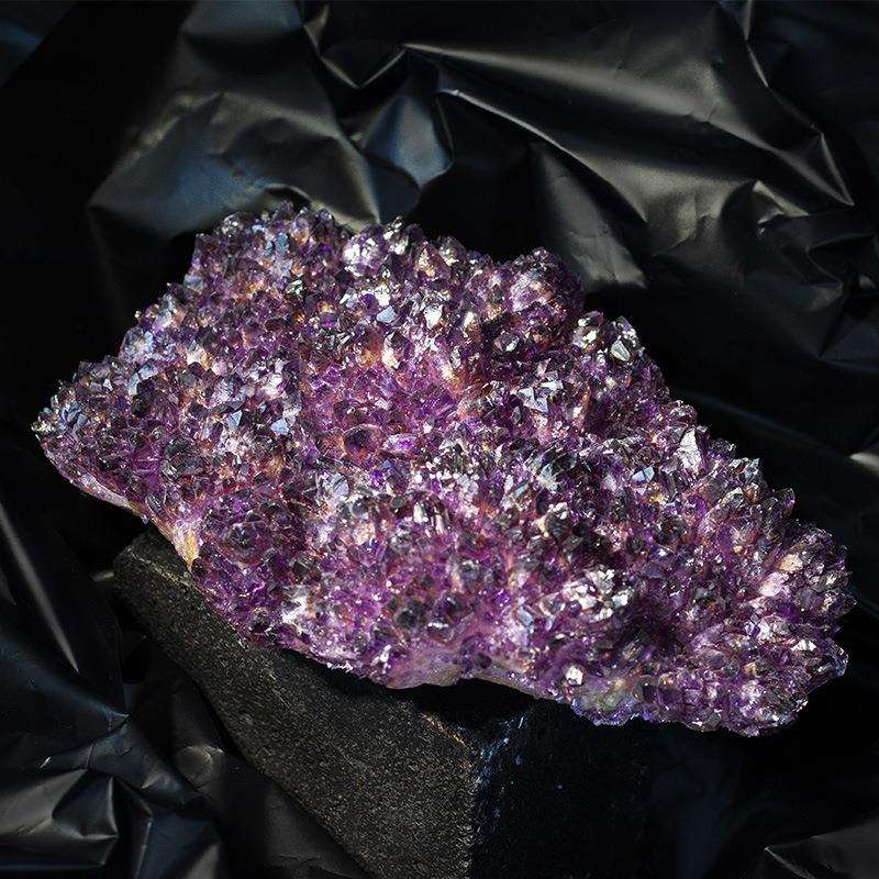 天然水晶簇摆件家居软装桌面书柜装饰品绿水晶晶簇摆饰紫色水晶