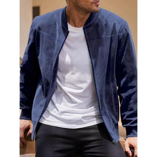T 25252 Pilot Jacket Suede Zipper Collar Top 秋季飞行员夹克