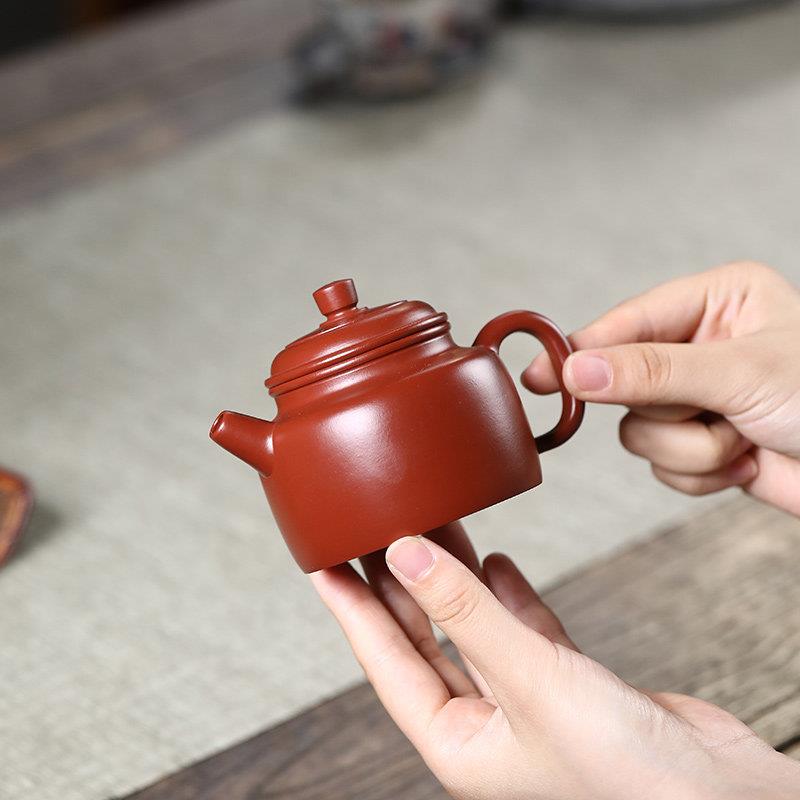 宜兴纯全手工紫砂壶朱泥大红袍德钟壶家用功夫石瓢泡茶壶茶具单壶
