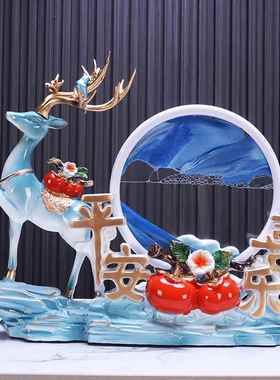 创意流沙画招财鹿摆件平安喜乐客厅玄关电视柜装饰品乔迁搬家礼物