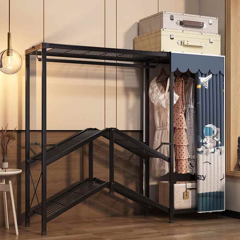 折叠衣柜家用卧室布衣柜出租房用简易组装全钢架加厚加粗收纳柜