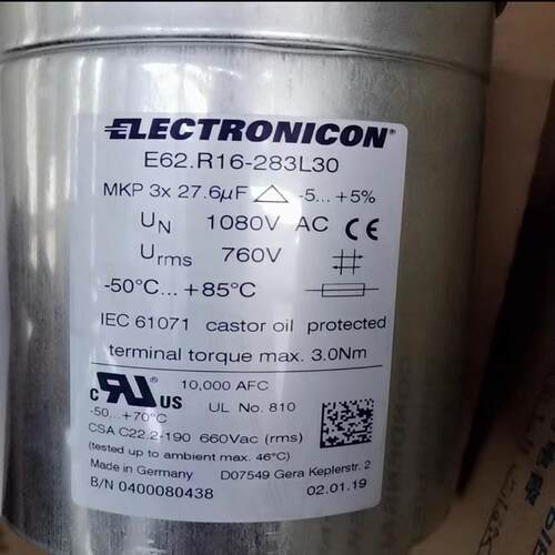 意凯基E62.R16-283L303*27.6UFELECTRONICON三相交流滤波电容