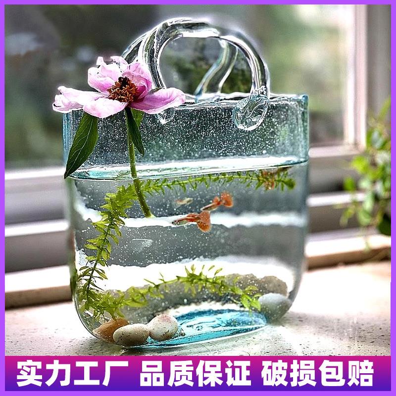 鱼缸客厅北欧创意气泡手提篮包包玻璃花瓶透明水培生态摆件器绿植