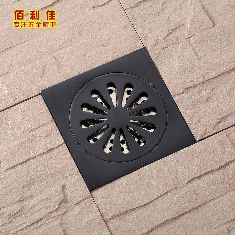 全铜黑古欧式太阳花防臭地漏 卫生间浴室阳台厨房防虫防臭地漏