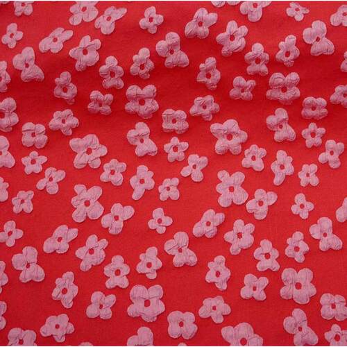 T800秋冬提花连衣裙面料 立体浮雕提花小梅花童装提花面料 箱包布